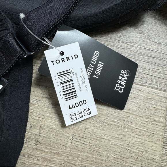 Torrid Curve Black T Shirt Bra Push Up 46 DDD NWT Underwire lace - Picture 8 of 8